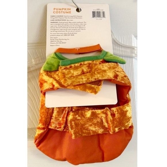NWT Thrills & Chills Two Piece Small Pet Pumpkin Jack-O-Lantern Costume Rodent - Picture 2 of 4